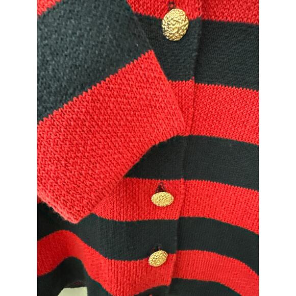 Zara Stripes Cropped‎ Sweater Cardigan Red & Navy Size Medium - Picture 6 of 9